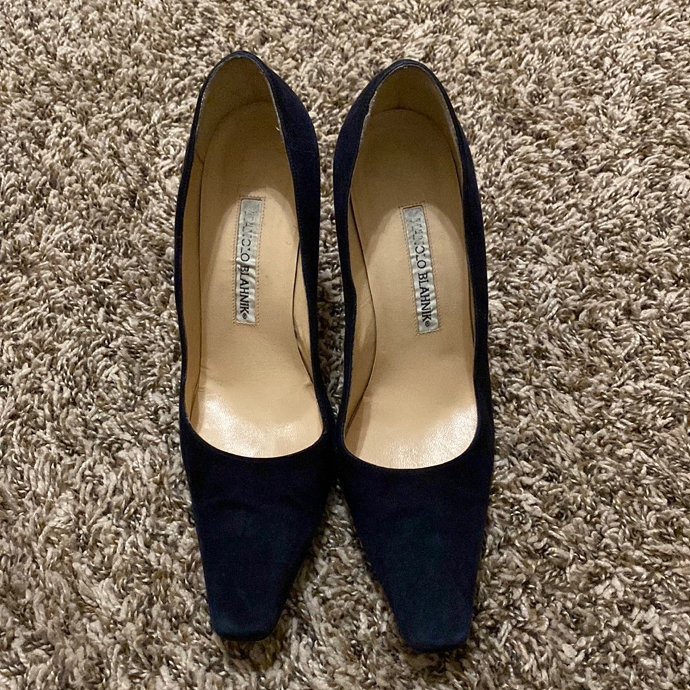 Manolo Blahnik Blue Suede Pumps